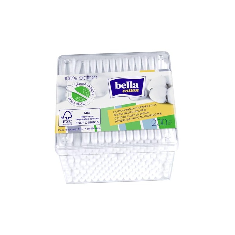 Bella Cotton Swabs with Paper Shaft in Practical Box