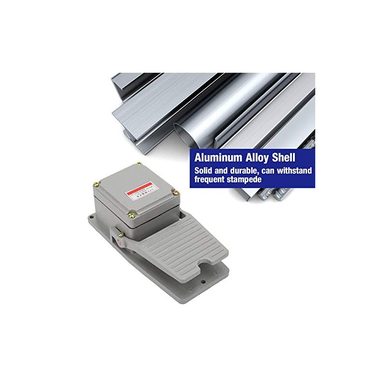 Industrial Foot Switch, AC 250V 15A Momentary Metal Foot Pedal