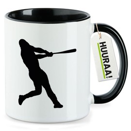 Huuraa Kaffeetasse Baseball Silhouette Geschenk 330ml Schwarz Baseball Präsent