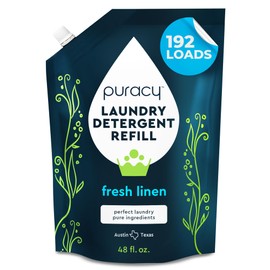 Puracy Laundry Detergent Refill - Enzyme-Powered Liquid Laundry Detergent Concentrate, Natural Laundry Detergent Seen on TikTok, Non-Toxic (Fresh Linen, 48 fl oz, 192 Loads)