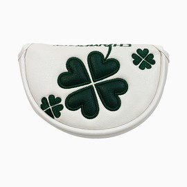 Golf Headcover Putter Cover Mallet Magnetic Closure Center Shaft Clover (White, Small for Center Shaft)