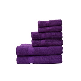 Elysian Linens 6-Piece Highly Absorbent, Soft Fade Resistant 100% Cotton Bath Towels, Hand Towels and Washcloth Set (Elysian Linens Plum Perfection)