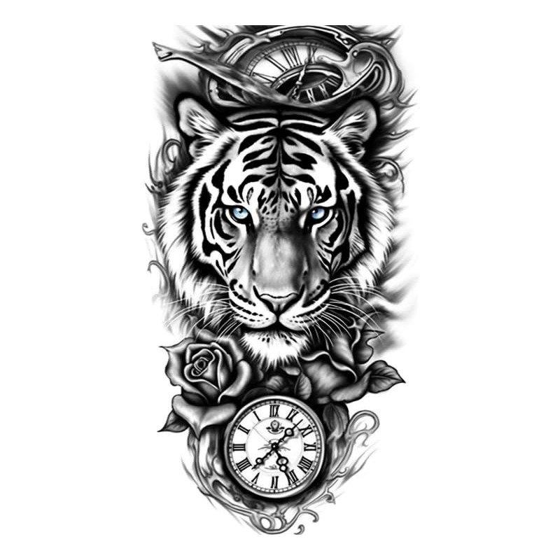 2 Sheets Temporary Tiger with Blue Eyes Tattoo Tiger Tattoo