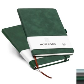 Tanou Notebook A5 Lined 2 Pieces - 200 Pages 80gsm Paper, Hardcover Notebook with Pen Loop for School and Office, 14.5 x 21.5 cm