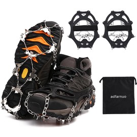 Adfarnuo 26 Stainless Steel Spikes crampons for Hiking Boots Men and Women Not Slipping on The ice Surface Stainless Steel Anti Slip ice Claws Cold Resistance -45 (L(Shoe Size 41-43))