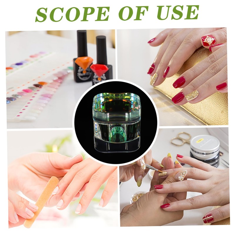 Housoutil Delicate Round Corner Crystal Nail Dish Cup Acrylic Nails