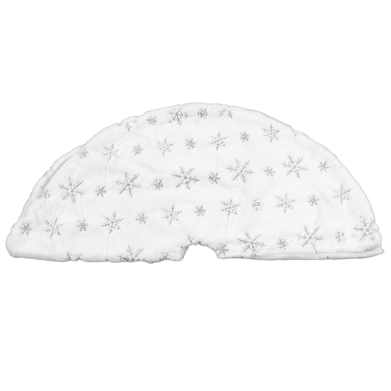 35.4in Christmas Tree Skirt Round Shape Soft Comfortable White Christmas