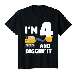 Kids Construction Truck 4th Birthday Boy 4 Year Old Four T-Shirt
