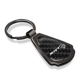 iPick Image for Dodge SRT Hellcat Real Carbon Fiber Gunmetal Black Metal Teardrop Key Chain