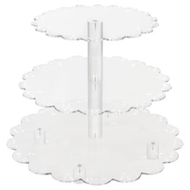 3Tier Acrylic Cupcake Stand, Round Clear Cupcake Tower Display Dessert Holder Tray for Birthday Wedding Baby Showers Anniversaries Party Decor, Transparent