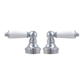 Fit Price Pfister Lever Porcelain Handles, Fit Pfister Compression Stems 12 Spline Connection, with Chrome Plated Trim - by PlumbUSA