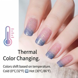 NovaCharm Thermal Color Changing Nail Polish Set 4 Colors, 7ML Quick Dry Air Dry Nail Polish Kit, Glitter Temperature Change Nail Polish, No UV Lamp Needed Glossy Fingernail Polish Set for Nail Art
