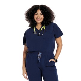 DOLAN Mayfair V-Neck Core Scrub Top, Womens Medical Scrub Top, 2-Pocket, Soft and Durable, Easy Care Navy