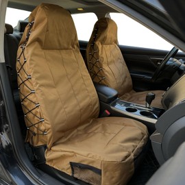 CAMERRI Coyote Tan Canvas Seat Covers for Jeep Wrangler JL/JK/TJ/YJ 2-Door/4-Door, Durable Tactical Multi Pockets Trucks Seat Protectors Front Pair Rain Defender (Coyote Tan)