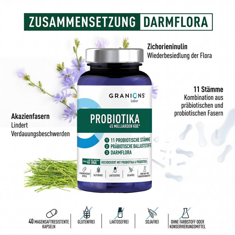 Probiotic Capsules - 45 Billion CFU - Intestinal Treatment &