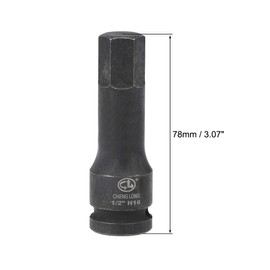 TA-VIGOR Impact Hex Bit Socket, 1/2" Drive x H16 (16mm) Allen Key Socket, Premium CR-MO Steel Bits, Hex Bit with 78mm Length for Torque Wrench, Ratchet Wrench, Impact Power Drills