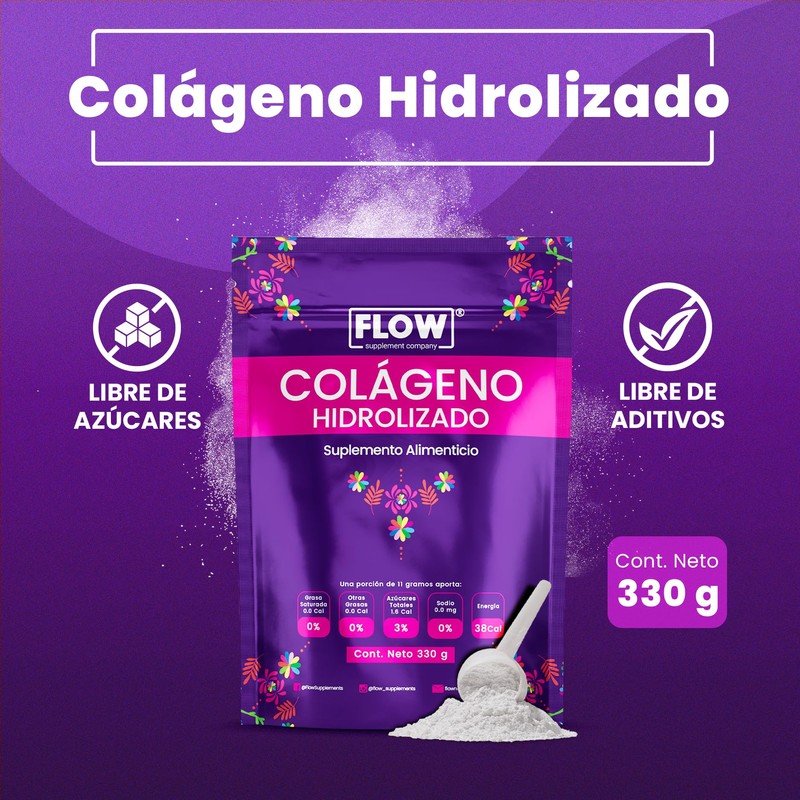 Colágeno Hidrolizado al 90% 330 grs Granada FLOW