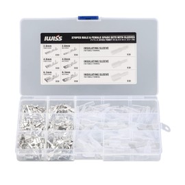 IWISS E-270 Flat Terminal Sleeve 110, 187, 250, Male/Female, Total of 270 Points, For Wiring Work