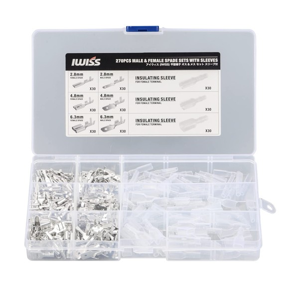IWISS E-270 Flat Terminal Sleeve 110, 187, 250, Male/Female, Total