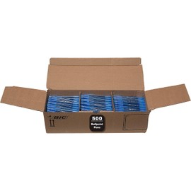 BIC Round Stic Xtra Life Blue Ballpoint Pens, Medium Point (1.0mm), 500-Count Pack of Bulk Pens, Flexible Round Barrel for Writing Comfort, No. 1 Selling Ballpoint Pens