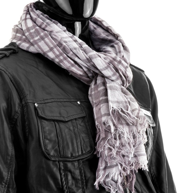style3 Women's CheckeredScarf Grey Grey