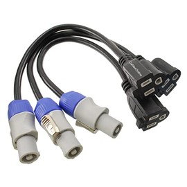 CablesOnline, 3-Pack 1ft. 16AWG Stage Lighting Fixture Gray-Blue Power-Out Connector to 3-Prong NEMA 5-15R Female Power Adapter Cable, PC-KB601-3