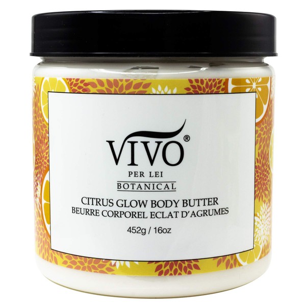 Vivo Per Lei Vitamin C Body Butter - Hydrating Body Cream with Shea Butter - Anti-Aging Body Butter Cream For Smooth, Soft Skin - Non-Greasy Cream with Citrus Peel - 452g / 16 oz