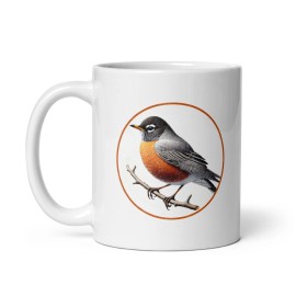 Bird.fan American Robin Mug 11oz Ceramic Retro Bird Design NEW by Bird.fan