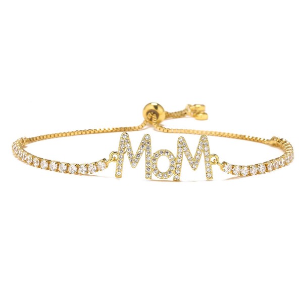 Silver Plated Mum Bracelet with Zirconia Crystals - Elegant Gift