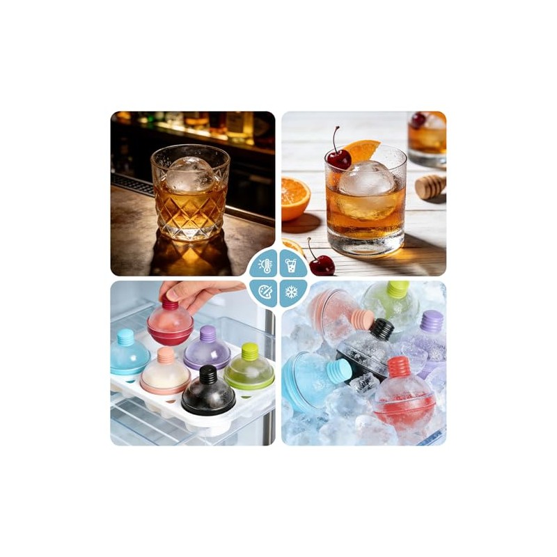 6PCS Moldes De Silicona Para Hielo, Moldes Esféricos Para Hielo