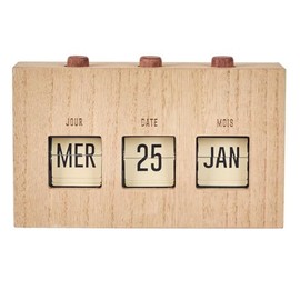 HOME DECO FACTORY, HD0094 Decorative Flip Flap Calendar in Raw Wood, Practical and Elegant Decorative Object, Ideal for Living Room or Office, Durable and Versatile, Size: 30 x 15 cm, Brown and Black