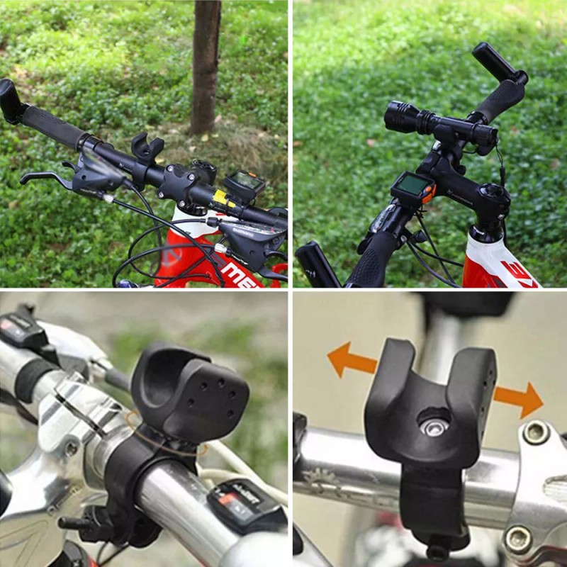 360 Degree Rotation Cycling Bike Flashlight Handlebar Holder Mount Clamp
