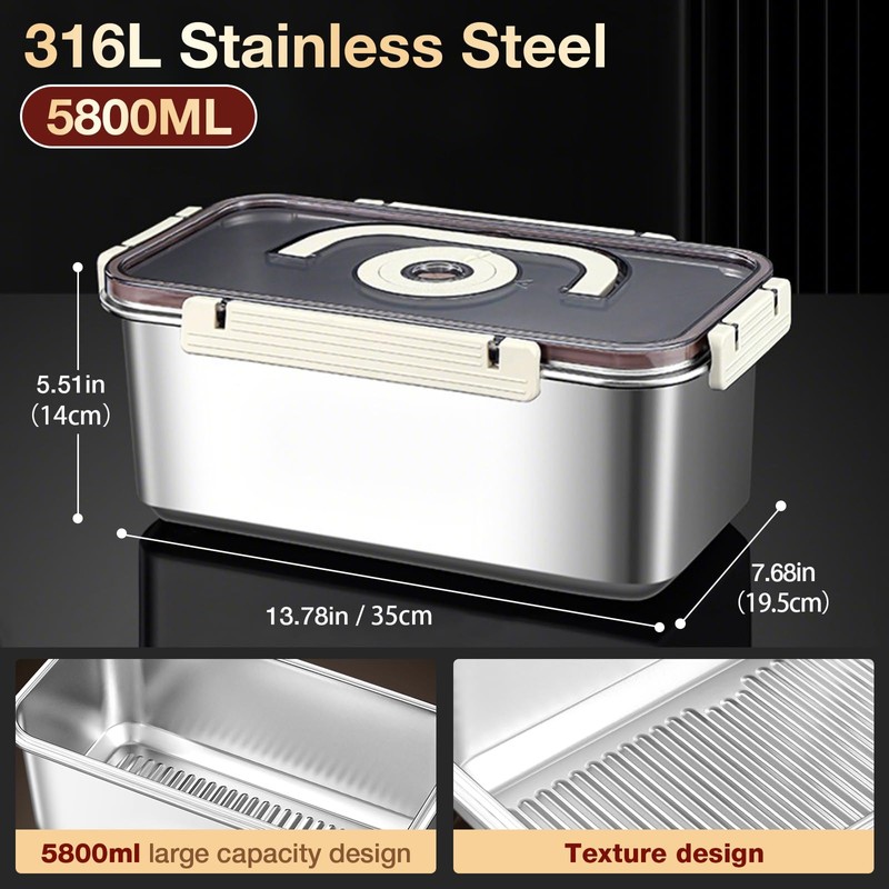 Stainless Steel Bread Box with Handle - a sealed bread