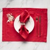 Linen Napkins Set of 4-100% Pure Linen Red Embroidered Dinner