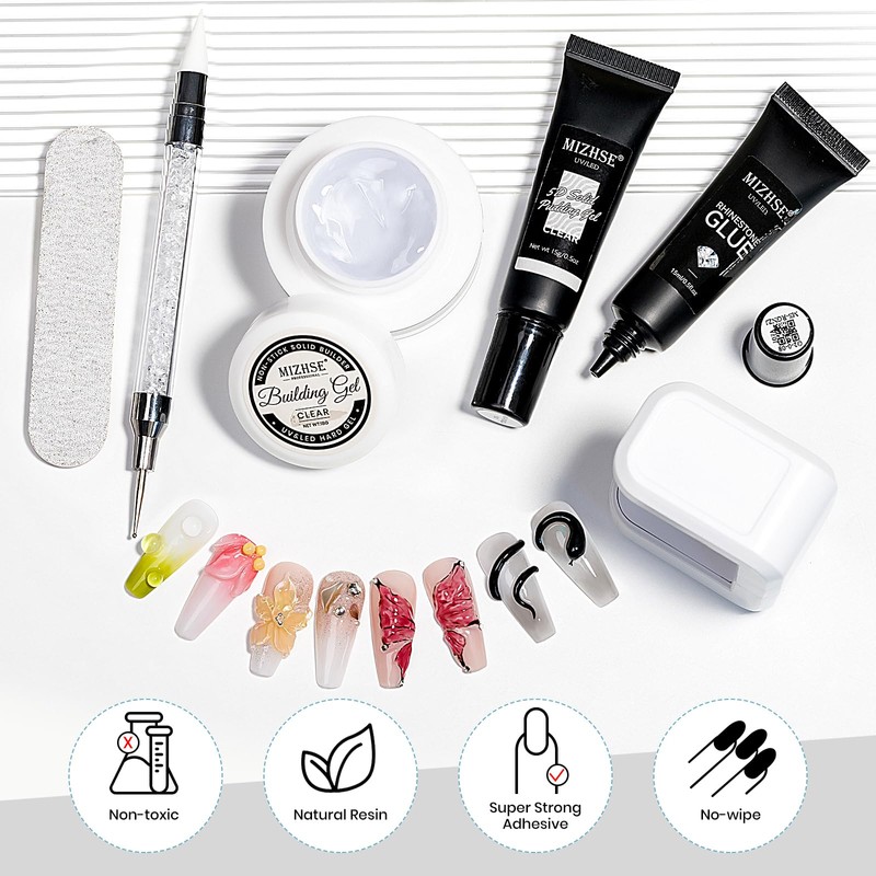 MIZHSE Solid Builder Nail Gel 3D Nail Gel and Rhinestone