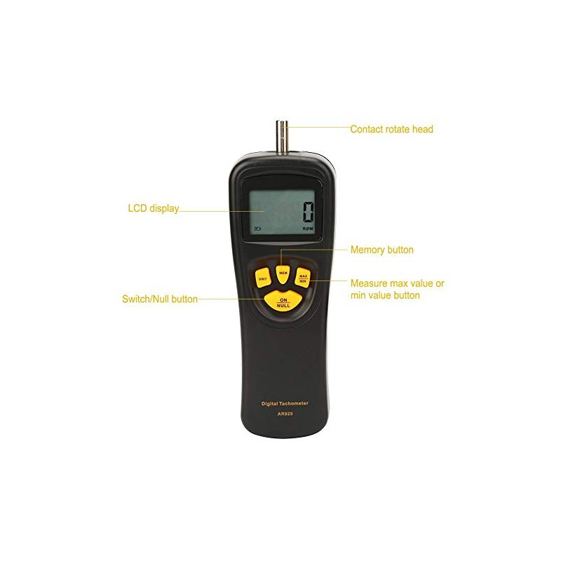 Smart Sensor Digital Tachometer, 0.5~19999 RPM Motor Tachometer with LCD