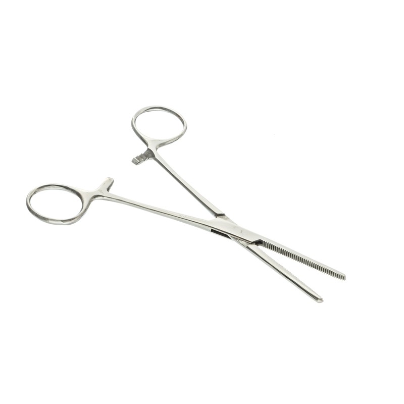 SE 6.25-Inch Stainless Steel Straight Forceps - Self-Locking, Serrated Tip