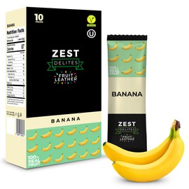 Fruit Snacks by Zest Delites, Fruit Leather, Banana Fruit Bars, Healthy Snacks for Adults, Dried Fruit No Sugar Added, Apple-Based, Banana, 0.88 oz x 10