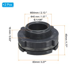 PATIKIL PVC Bulkhead Fitting G 1-1/4, 2 Pcs Double Threaded Bulkhead Water Tank Connector with PVC Seal Gasket for Rain Bucket, Sinks, Aquariums, Grey