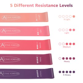 ACTIVE FOREVER Resistance Band Set, Pull up Assist Band Fitness Band, Pack of 5 Different Resistance Levels Elastic Band for Men Women for Yoga Muscle Stretching Training Home Gym(pink)
