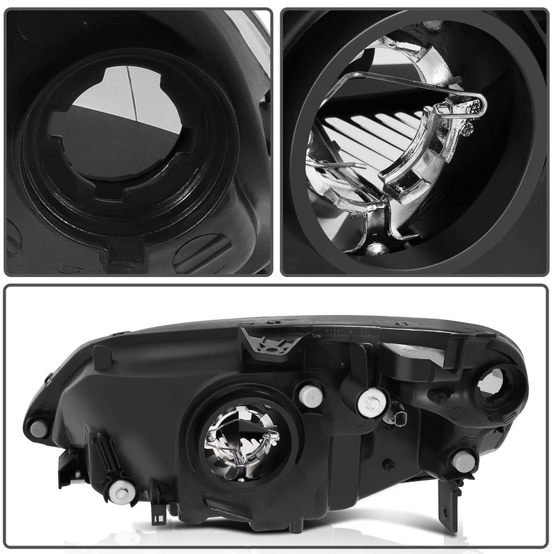 ECCPP Headlight Assembly Pair For Honda Civic 2001-2003 Black Housing