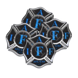 IAFF Sticker Decals 4 pack Firefighter Int'l Maltese Cross Black Blue 3" wide