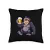 Gorilla With Beer | Comic Funny Party Throw Pillow