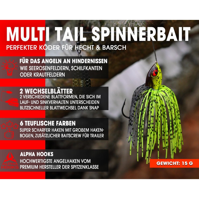 Wild Devil Baits Multi Tail Spinner Bait Artificial Bait Spin