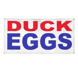 Vinyl Banner Multiple Sizes Duck Eggs Red Blue Food Bar Restaurant Truck Restaurant & Food Outdoor Weatherproof Industrial Yard Signs 10 Grommets 60x144Inches