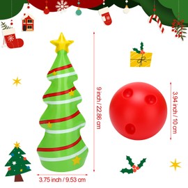 Ceenna 12 Pcs Christmas Bowling Set Inflatable Christmas Tree Bowling Set Christmas Games for Family, Include 10 Christmas Tree Pins and 2 Balls