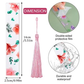 WKRTDY Bookmarks, 4 Pieces Handmade Flower Bookmarks with Tassels for Readers, Teachers, Students and Girls, for Kids and Adults, for Notebooks, Crafts