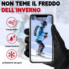 CUEMOON Winterhandschuhe für Herren, Thermohandschuhe, Motorradhandschuhe für Damen, Winter, Touchscreen, zum Laufen, Radfahren, Mountainbiken, Schwarz (M)