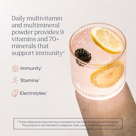 Trace Minerals Power Pak Immunity - Multivitamin and Multimineral Packets - Electrolyte Support - 1200 mg Vitamin C Plus 70 Lemon Berry Flavor - 30 Pa