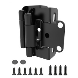 Chibery 10 Pack | 1/2 inch Overlay Semi Partial Wrap Around Cabinet Hinges, Self Closing Face Frame Variable Decorative Replacement, Kitchen Hardware, with Screw & Quiet Bumper (Matte Black)